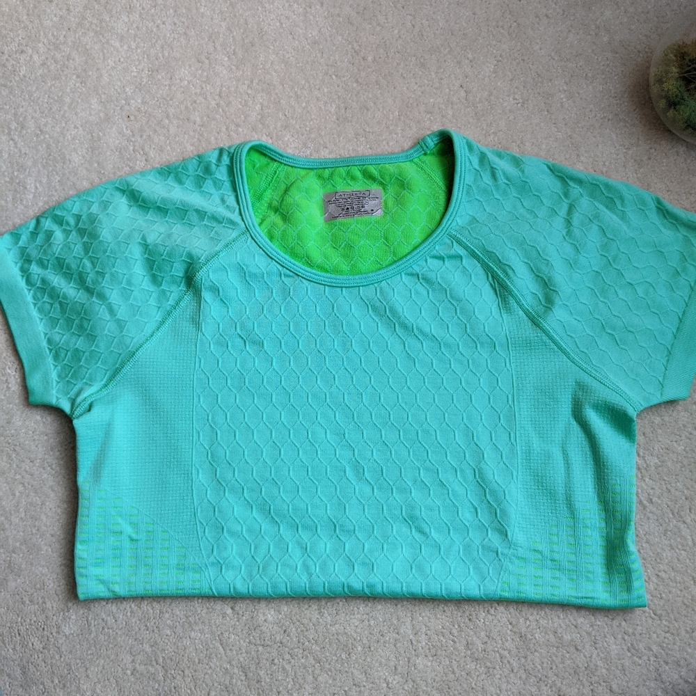 Bright blue/green Athleta seamless top